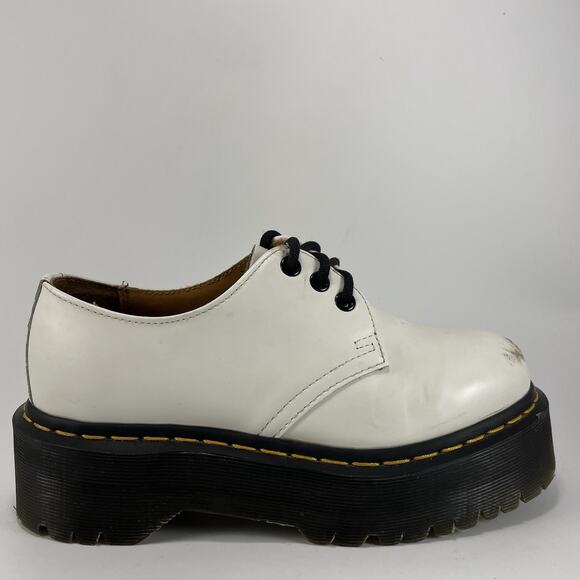 Dr Martens Docs 1461 Quad Platform Oxfords Womens Size 6 White Leather Low Top - Picture 1 of 9